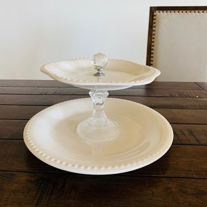 2 tier dessert serving tray